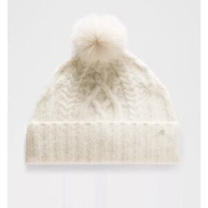 Lululemon Alpaca Wool-Blend Cable-Knit Pom Beanie in Light Ivory Sold Out Online